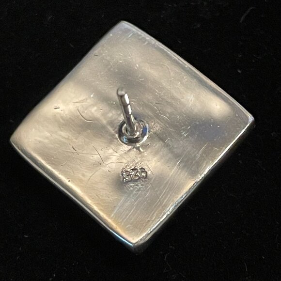 Kingman Turquoise Purple Dahlia Pierced Earrings 925 Silver New - Picture 11 of 12